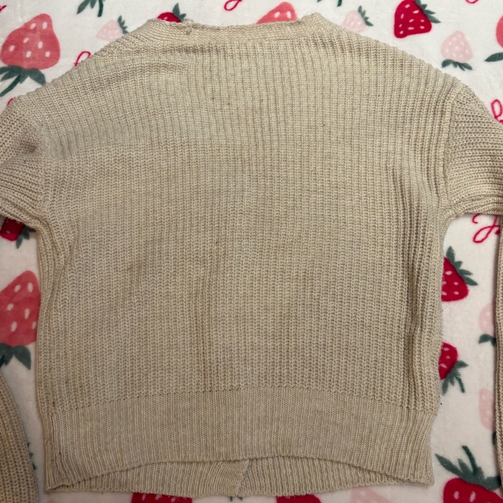 Beige Knit Button-Up Cardigan - Picture 7 of 8